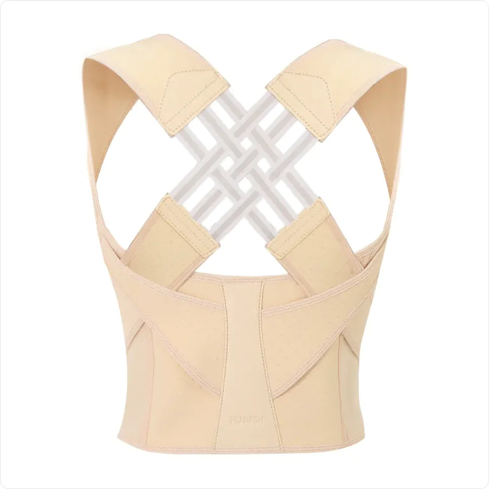 Invisible posture correction strap designed for back alignment and comfort in a discreet beige design.