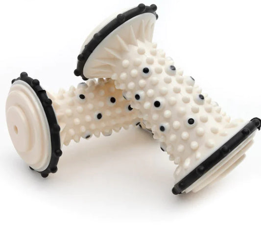Foot Roller Massager for Plantar Fasciitis & Pain Relief, designed with ergonomic spikes for targeted muscle relief.